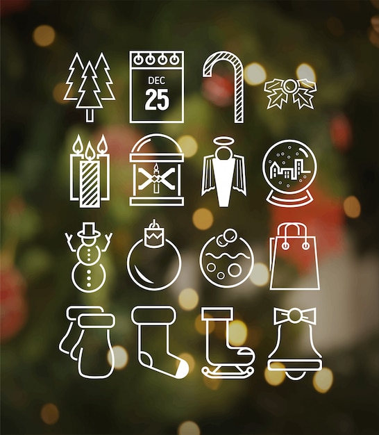 Iconos de Navidad en vector de estilo hipster