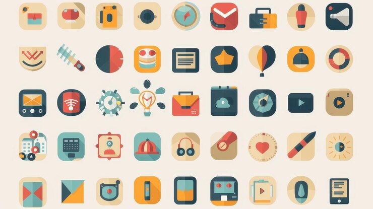 Iconos planos 3D con diseño moderno
