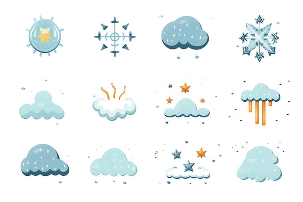 Iconos de pronóstico del tiempo aislados sobre un fondo blanco