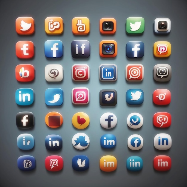 Iconos de redes sociales 3D