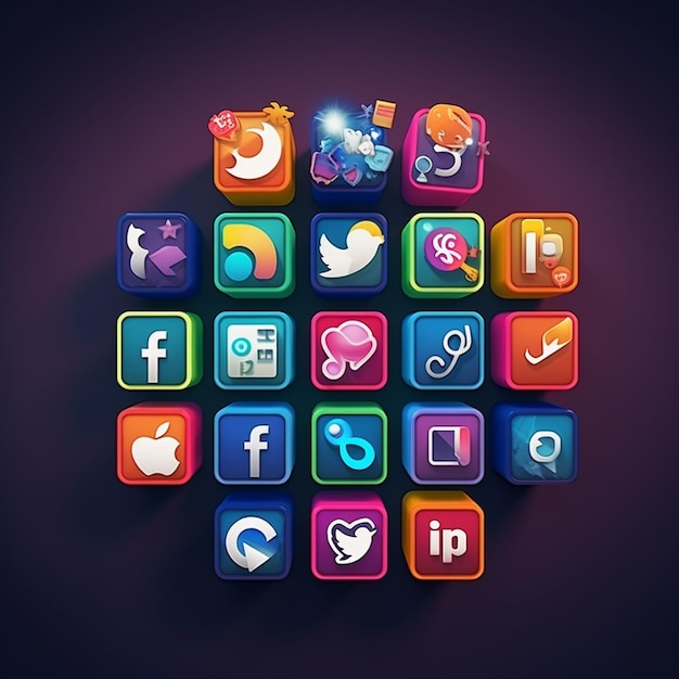 Los íconos de las redes sociales se establecen en vectores con los logotipos de Facebook, Instagram, Twitter, TikTok y YouTube.