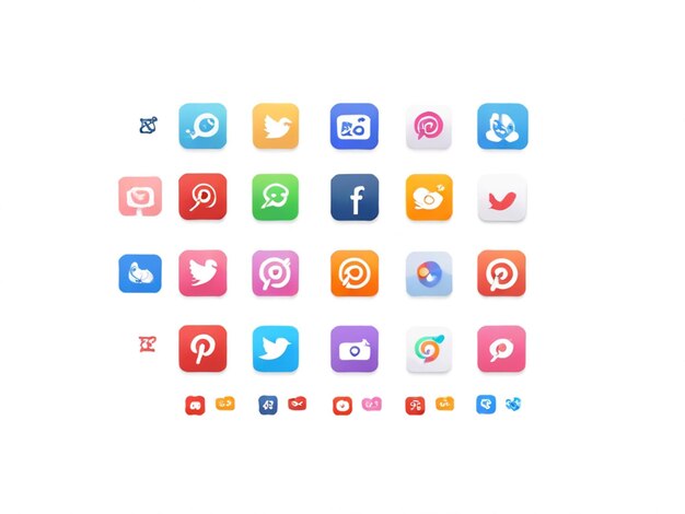 Iconos de las redes sociales en fondo blanco