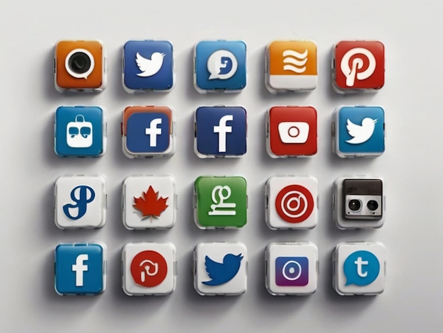 Iconos de las redes sociales en fondo blanco