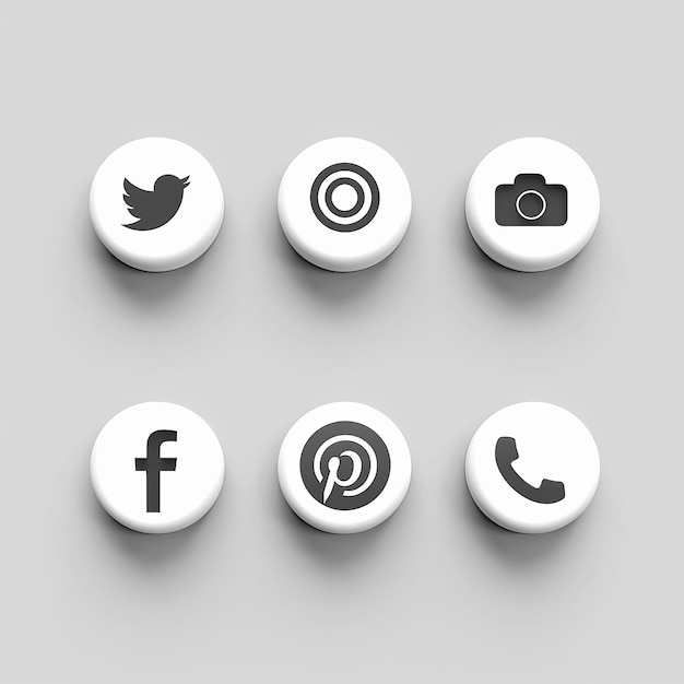 Iconos sencillos de redes sociales en blanco y negro