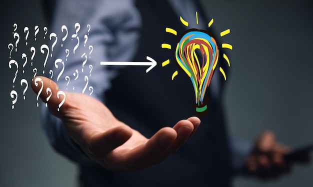 Iconos de soluciones creativas de preguntas