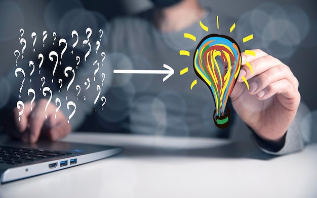Iconos de soluciones creativas de preguntas