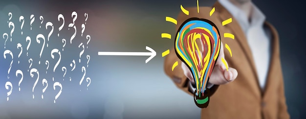 Iconos de soluciones creativas de preguntas