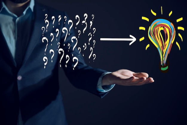 Iconos de soluciones creativas de preguntas