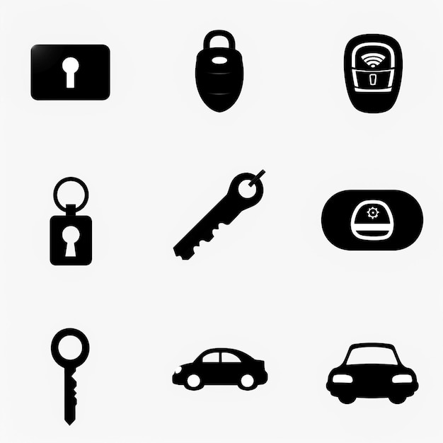 Foto iconos vectoriales de llaves y cerraduras conjunto de símbolos sólidos modernos colección de estilo lleno de pictogramas paquete de signos ilustración del logotipo el conjunto incluye iconos como llave de cerradura manija de puerta cerradura agujero de llave de la casa