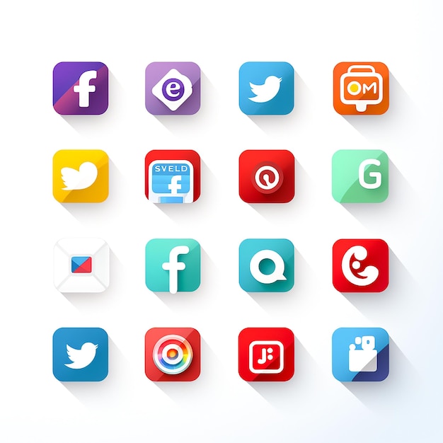 Foto iconos vectoriales de redes sociales vector establecido con los logotipos de facebook, instagram, twitter y youtube generado por ai