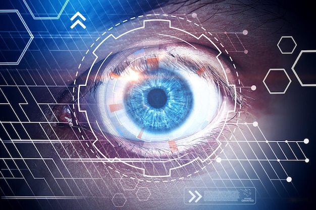 Foto id de biometria e conceito de tecnologia