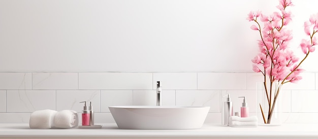 La idea del baño está representada en esta imagen de un baño contemporáneo con un lavabo