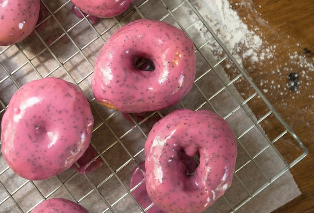 Idea casera de la receta de la fotografía de la comida de los donas