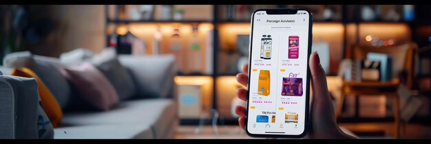 La idea de comprar en línea con una computadora portátil y un teléfono Generative Ai