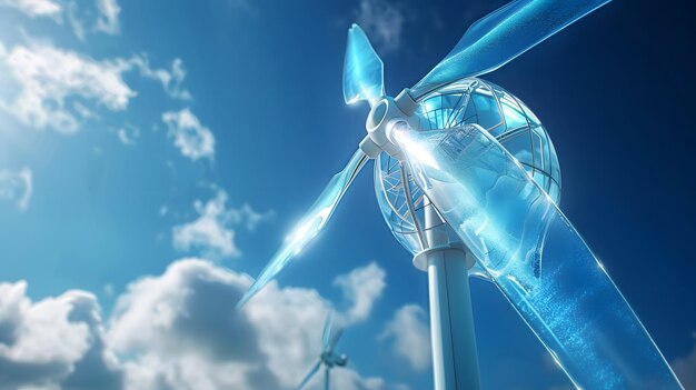 idea de energía ecológica turbina eólica en la colina con el atardecer