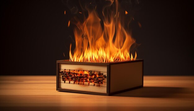 idea de fuego de caja de cerillas