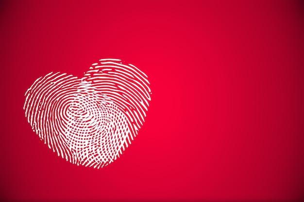 Idea de ilustración especial de la semana de San Valentín Forma de corazón hecha de espacio vacío de huellas dactilares