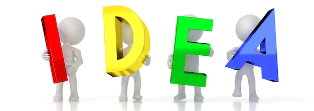 Idea letras coloridas ilustración 3D