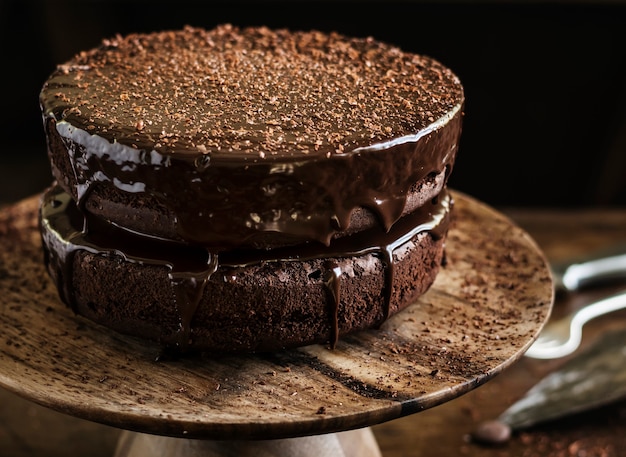 Foto idea de receta de fotografía de comida de pastel de chocolate