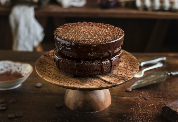 Idea de receta de fotografía de comida de pastel de chocolate