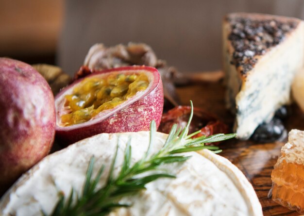 Idea de la receta de la fotografía de la comida del tablero del queso