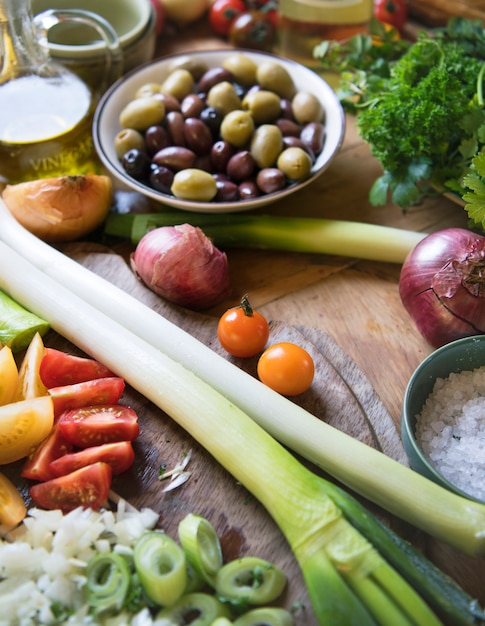 Idea de la receta de la fotografía de comida de verduras mixtas