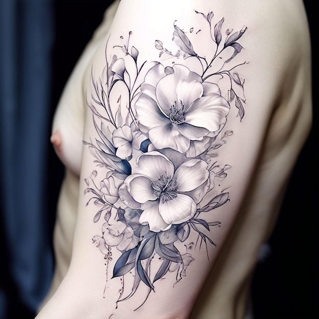 Ideas de bocetos de tatuajes florales finos y elegantes