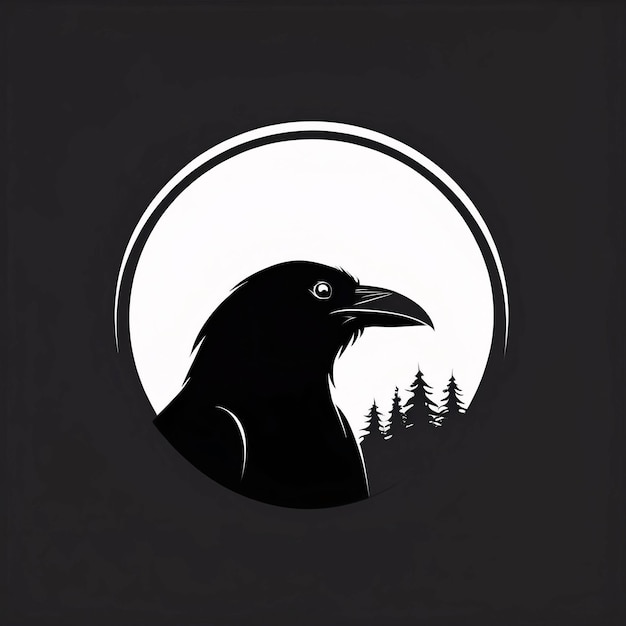 Foto ideas de diseño de logotipos minimalistas, elegantes y simples para la ilustración del cuervo cuervo
