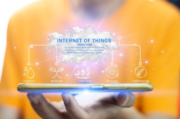 Foto ideas para el uso de la ia y la agricultura inteligente aumento de la productividad y almacenamiento de datos de control de producción en el sistema en la nube