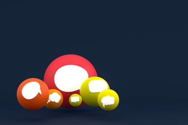 Idee kommentieren oder denken Reaktionen Emoji 3D-Rendering, Social Media Ballonsymbol mit Kommentarsymbolen Musterhintergrund