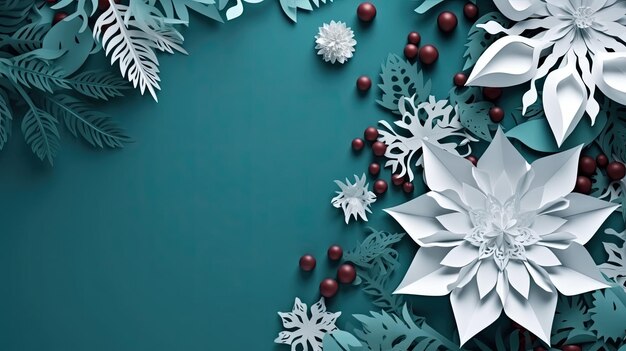 Ideen für Handwerksdekorationen Farbenfrohe Papier-Origami-Schneeflocken für den Winterhintergrund Ai generative
