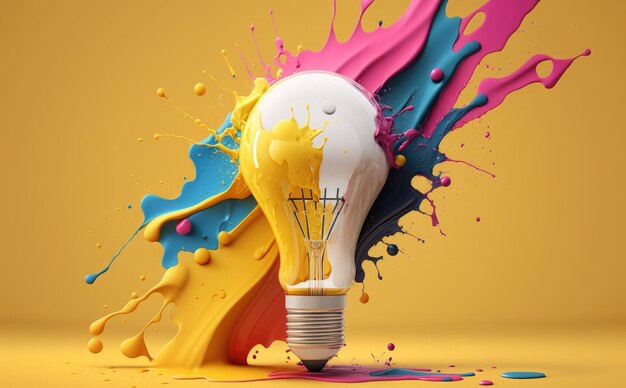 Ideen funkelnde Blitze Tolles Ideenkonzept mit Glühbirne, die an Kreativität denkt
