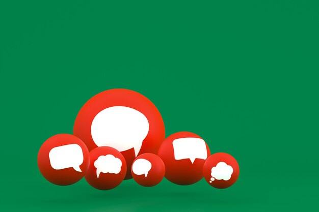 Ideenkommentar oder Denkreaktionen Emoji 3d rendern, Social-Media-Ballonsymbol mit Kommentarsymbolmuster
