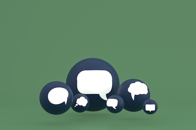 Foto ideenkommentar oder denkreaktionen emoji 3d rendern, social-media-ballonsymbol mit kommentarsymbolmuster
