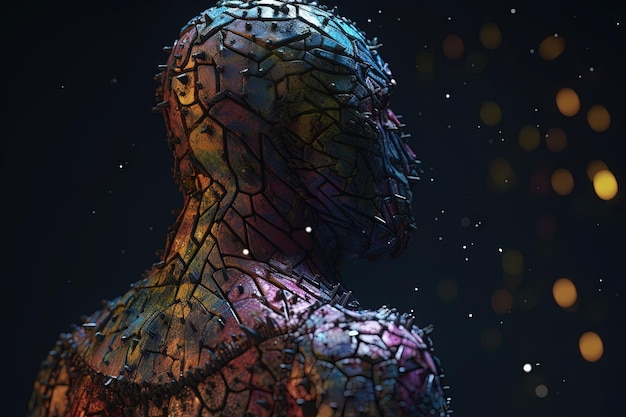 Ideia abstrata lgbtq vista da parte de trás de uma pessoa com cores do arco-íris textura intrincada na ilustração de fundo do corpo generativa ai