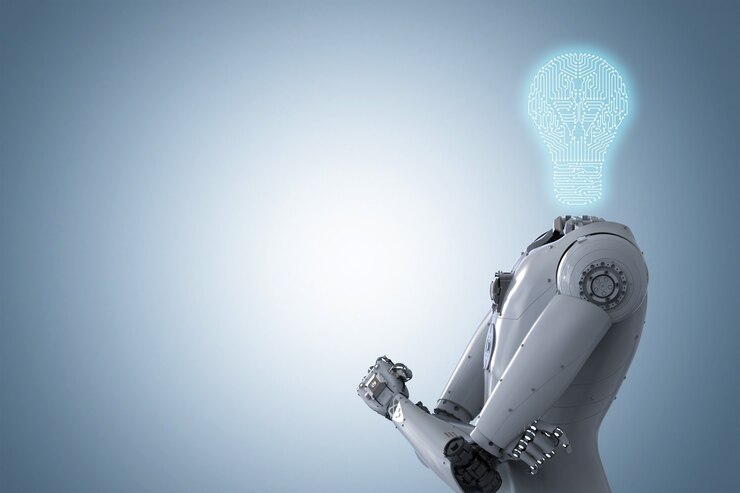 Foto ideia de inteligência artificial de renderização 3d com lâmpada digital
