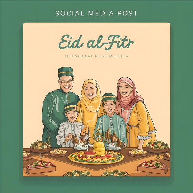 Foto ideia de postagem de mídia social para o dia de eid fitr com vetor