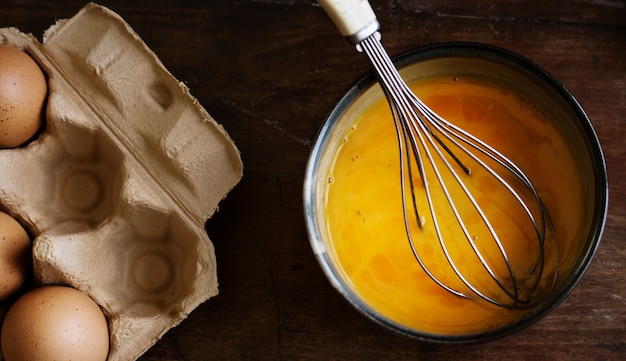 Idéia de receita de fotografia de comida de ovos batidos