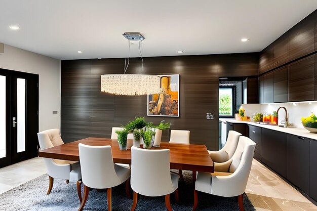 Foto ideias de design interior de sala de jantar moderna para um espaço elegante e funcional