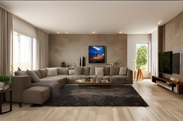Ideias modernas de design de interiores para uma sala de estar elegante e funcional