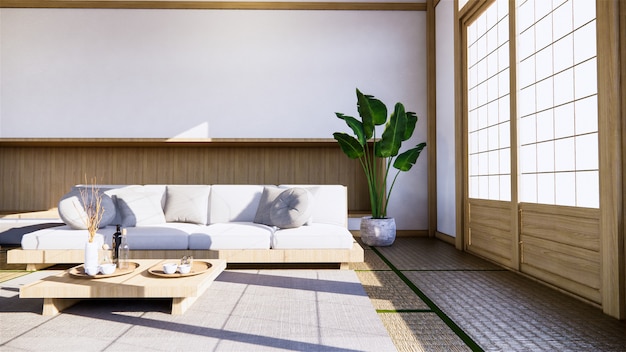 Ideias para salas multifuncionais, design de interiores para salas japonesas. renderização em 3d