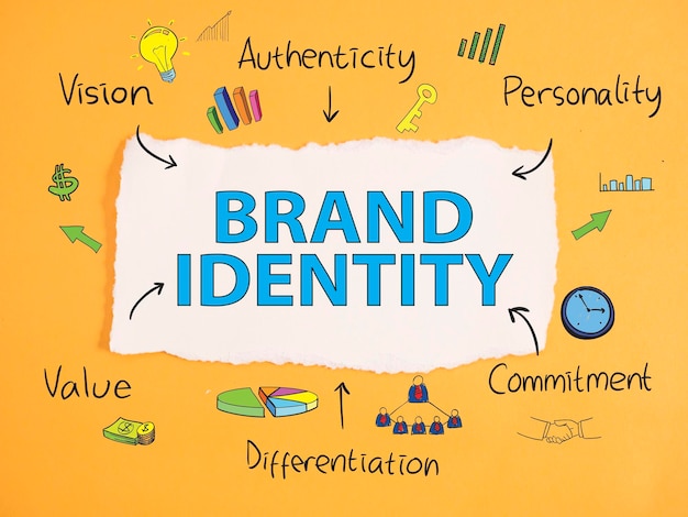 Identidad de la marca Negocios Marketing Palabras Tipoografía Concepto