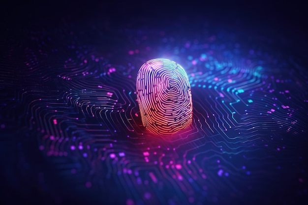Foto identificación biométrica y concepto de ciberseguridad