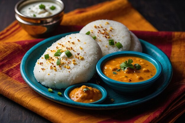 Foto idli com um lado de boondi raita