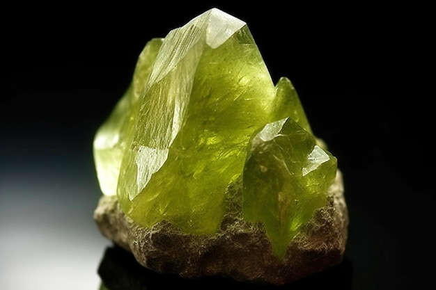 Idocrase Vesuvianite é uma pedra natural preciosa rara em fundo preto gerada por IA.