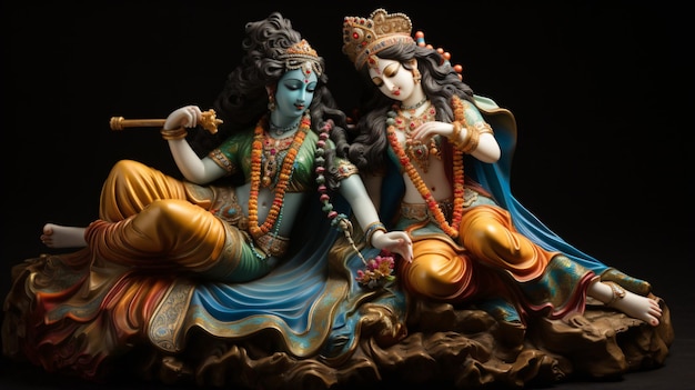 Foto los ídolos del señor krishna y radha