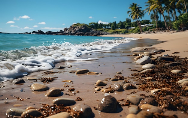 Idyllischer tropischer Strand-Fotohintergrund