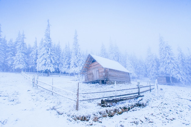 Idyllisches Ferienhaus im Winter