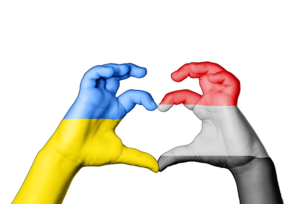 Iêmen Ucrânia Coração, Gesto de mão fazendo coração, Ore pela Ucrânia