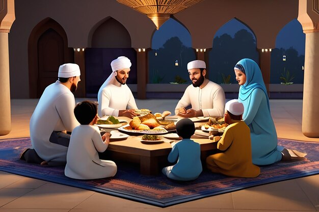 Foto iftar da mesquita da família